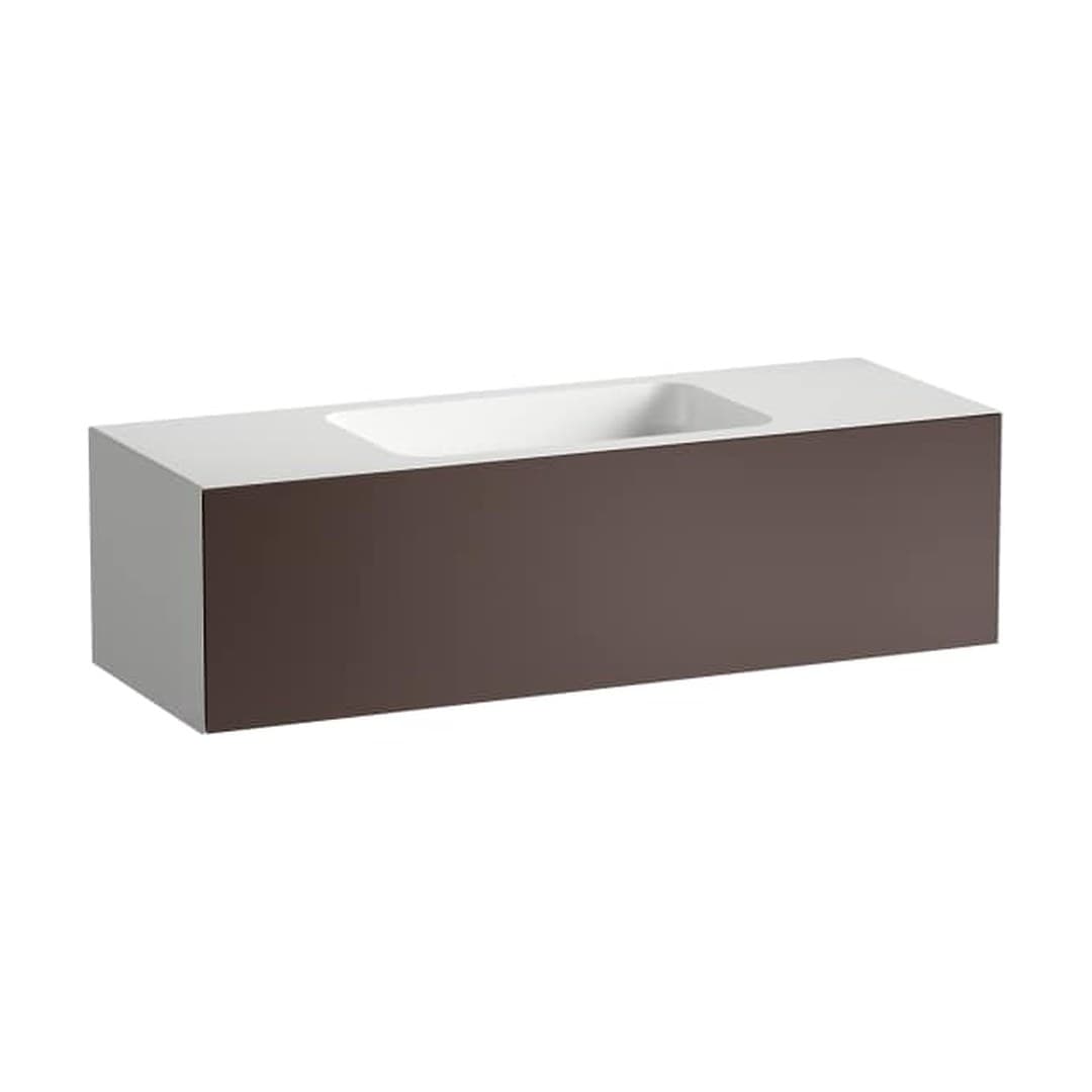 Laufen FOLIO – Νιπτήρας Κρεμαστός – 1254×450 mm, χωρίς οπή, ράφια αμφίπλευρα – Shadow Earth, Silk-Matt Lacquer (H580FO55231121)