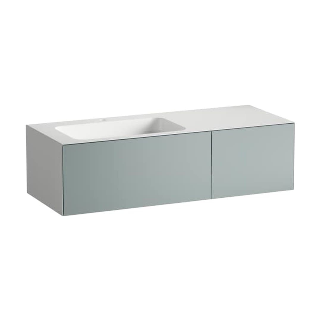 Laufen FOLIO – Νιπτήρας Κρεμαστός – 1254×500 mm, 1 οπή, ράφι δεξιά – Grey Fossil, Silk-Matt Lacquer (H580FO75211111)