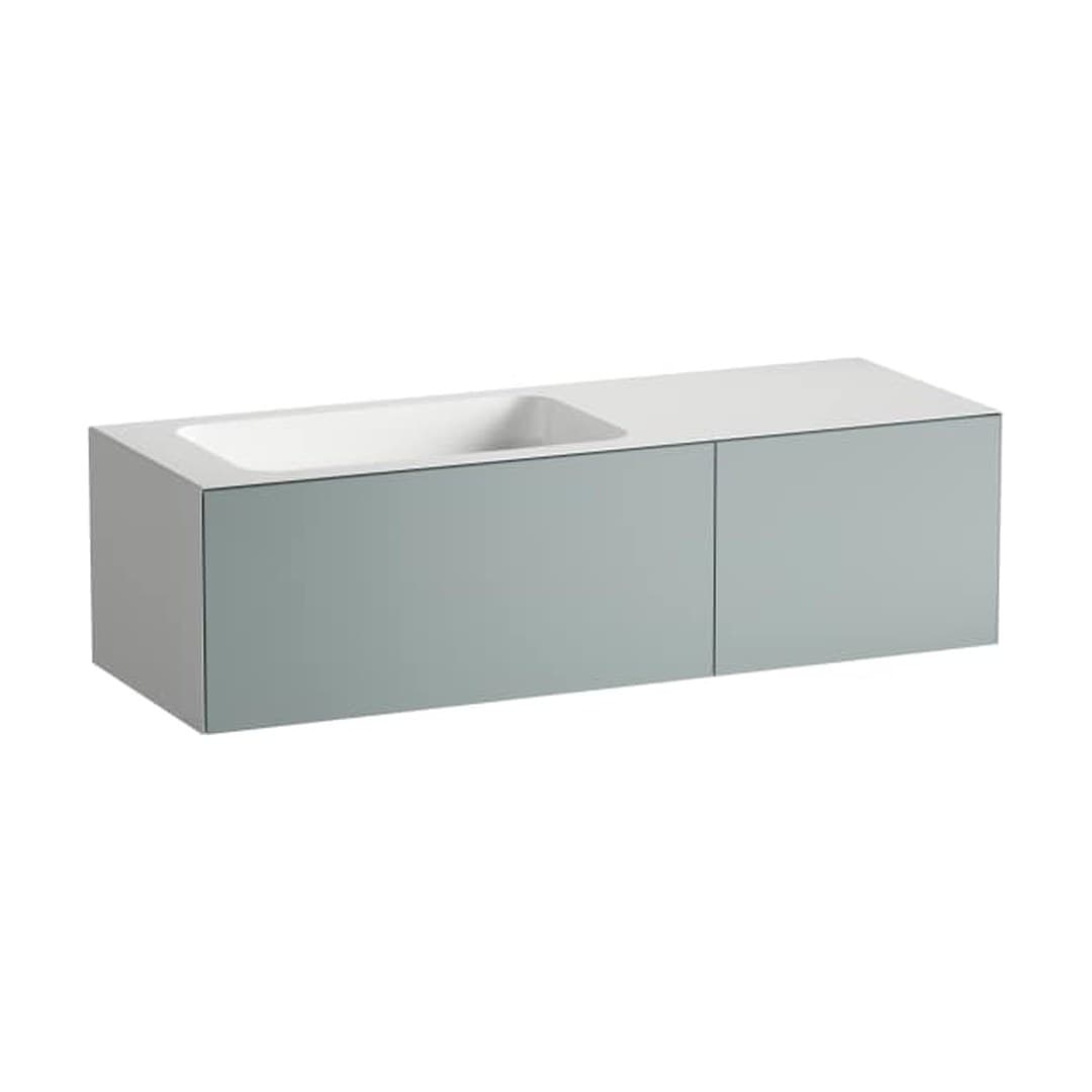 Laufen FOLIO – Νιπτήρας Κρεμαστός – 1254×450 mm, χωρίς οπή, ράφι δεξιά – Grey Fossil, Silk-Matt Lacquer (H580FO75211121)