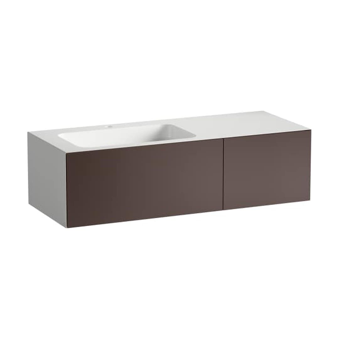 Laufen FOLIO – Νιπτήρας Κρεμαστός – 1254×500 mm, 1 οπή, ράφι δεξιά – Shadow Earth, Silk-Matt Lacquer (H580FO75231111)