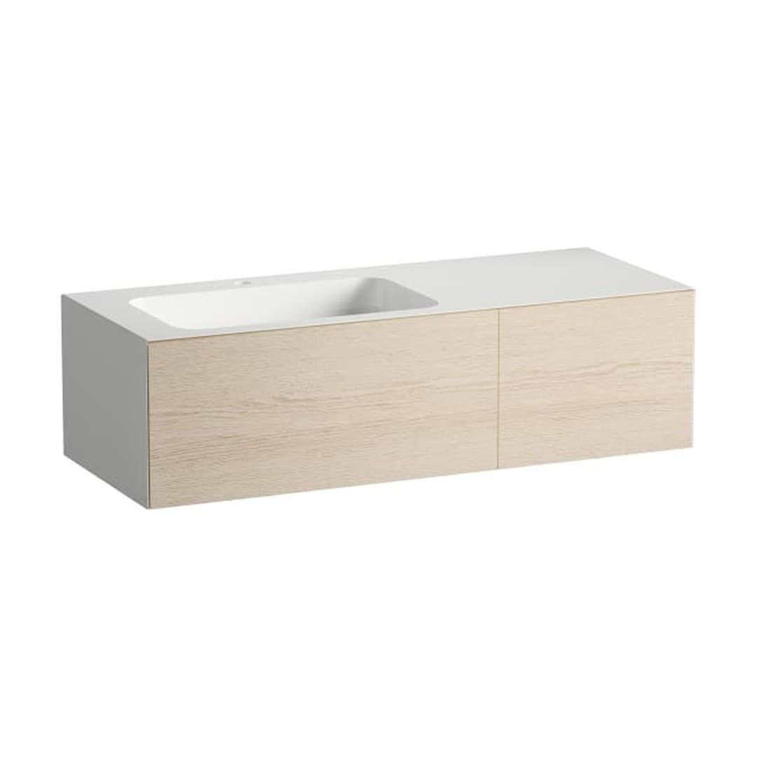 Laufen FOLIO – Νιπτήρας Κρεμαστός – 1254×500 mm, 1 οπή, ράφι δεξιά – Brushed Oak, Wood Effect Laminate (H580FO75241111)