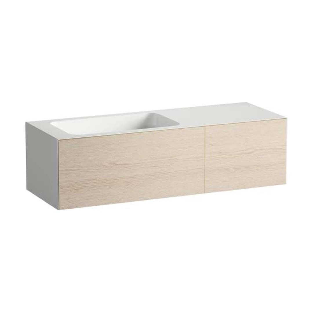 Laufen FOLIO – Νιπτήρας Κρεμαστός – 1254×450 mm, χωρίς οπή, ράφι δεξιά – Brushed Oak, Wood Effect Laminate (H580FO75241121)
