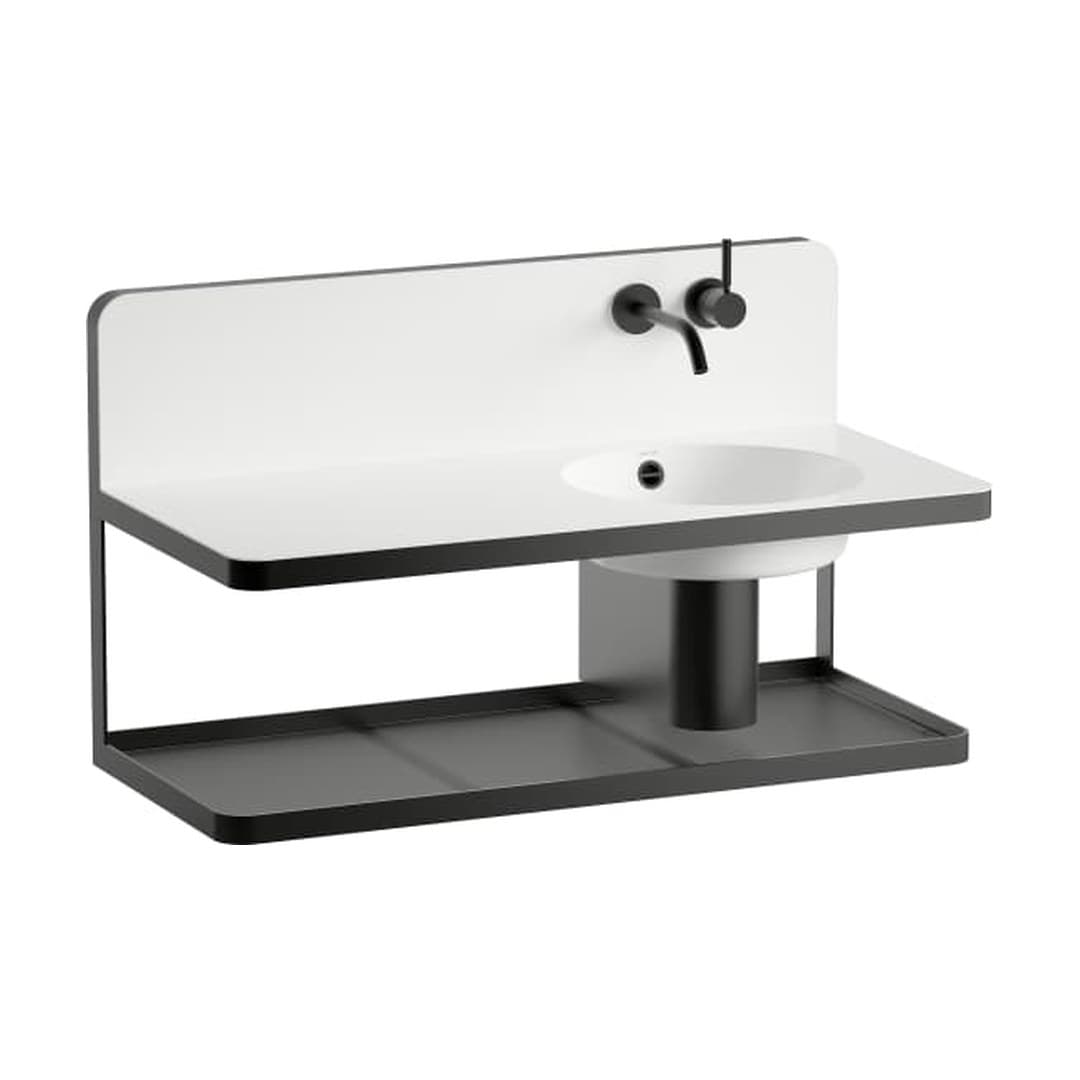 Laufen STEEL19 – Νιπτήρας Κρεμαστός – 1000×490 mm, με υπερχείλιση, ράφι αριστερά – White (H580ST50001091)