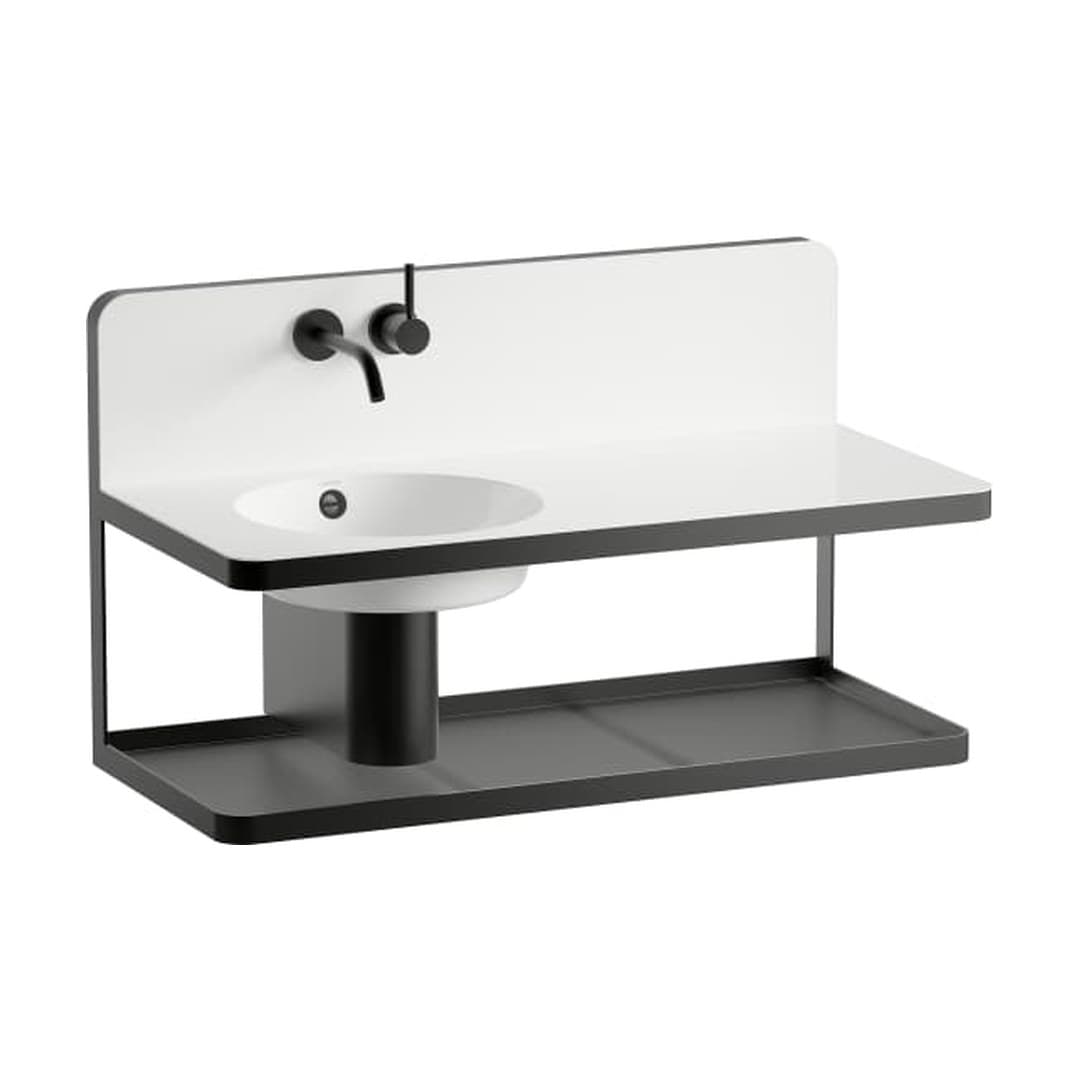 Laufen STEEL19 – Νιπτήρας Κρεμαστός – 1000×490 mm, με υπερχείλιση, ράφι δεξιά – White (H580ST60001091)