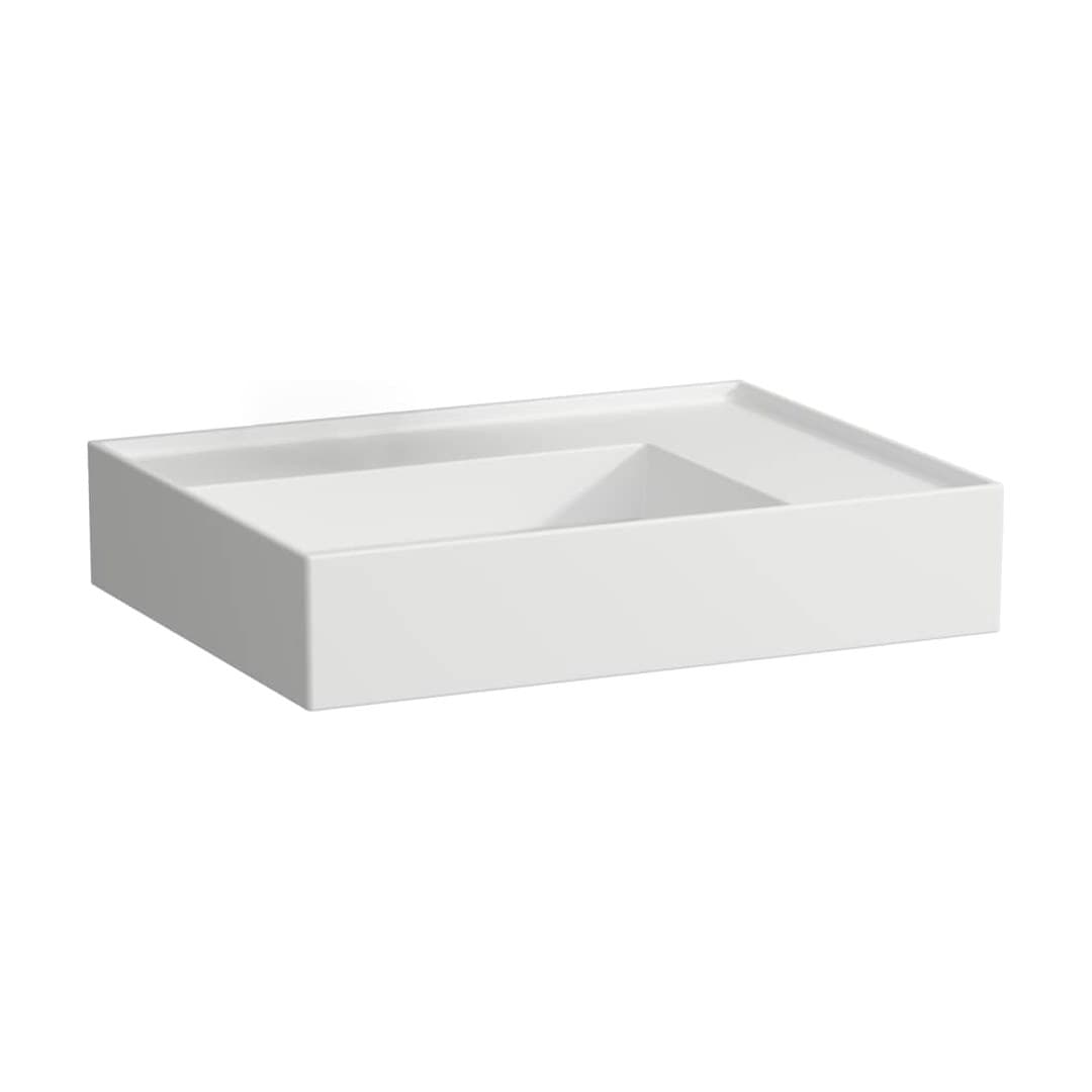 Laufen Kartell LAUFEN – Νιπτήρας Κρεμαστός – 600×460 mm, χωρίς οπή, χωρίς υπερχείλιση, ράφι δεξιά, κρυφή αποχέτευση – White Matt (H8103347571121)