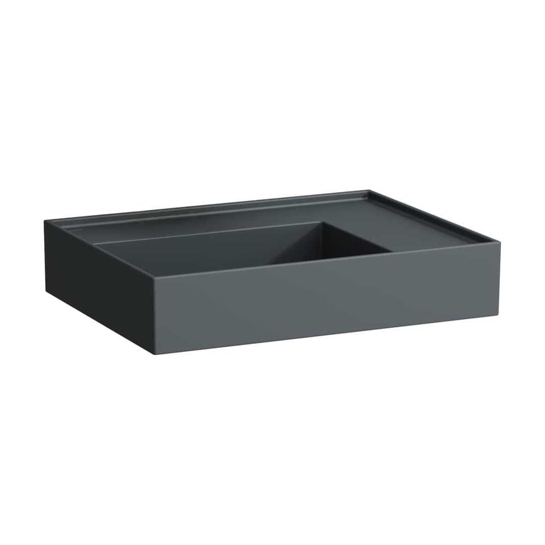 Laufen Kartell LAUFEN – Νιπτήρας Κρεμαστός – 600×460 mm, χωρίς οπή, χωρίς υπερχείλιση, ράφι δεξιά, κρυφή αποχέτευση – Graphite matt (H8103347581121)