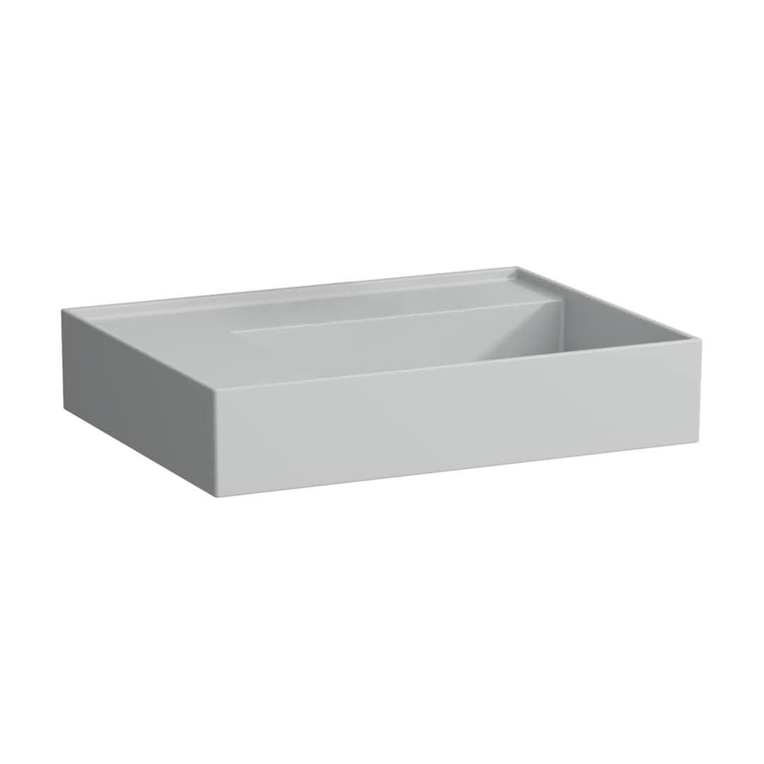 Laufen Kartell LAUFEN – Νιπτήρας Κρεμαστός – 600×460 mm, χωρίς οπή, χωρίς υπερχείλιση, ράφι αριστερά, κρυφή αποχέτευση – Matt grey (H8103357591121)