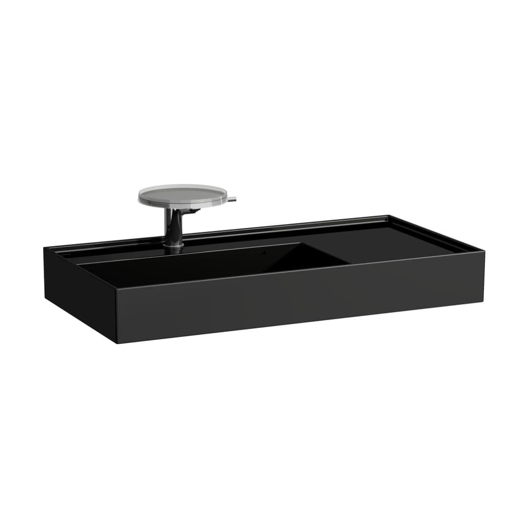 Laufen Kartell LAUFEN – Νιπτήρας Κρεμαστός – 900×460 mm, 1 οπή, χωρίς υπερχείλιση, ράφι δεξιά, κρυφή αποχέτευση – Black glossy (H8103380201111)