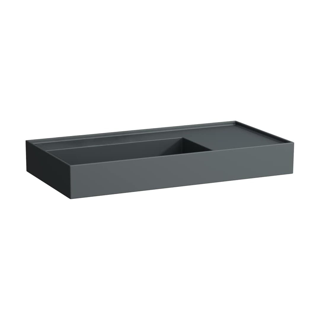 Laufen Kartell LAUFEN – Νιπτήρας Κρεμαστός – 900×460 mm, χωρίς οπή, χωρίς υπερχείλιση, ράφι δεξιά, κρυφή αποχέτευση – Graphite matt (H8103387581121)