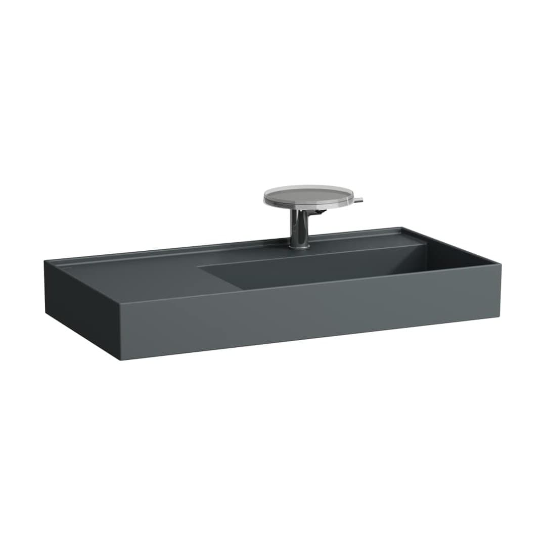 Laufen Kartell LAUFEN – Νιπτήρας Κρεμαστός – 900×460 mm, 1 οπή, χωρίς υπερχείλιση, ράφι αριστερά, κρυφή αποχέτευση – Graphite matt (H8103397581111)