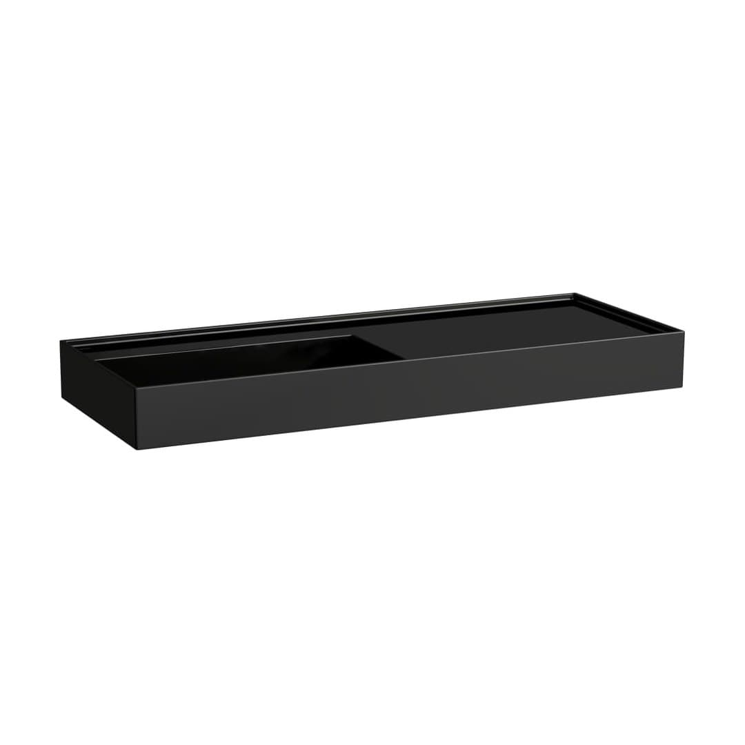 Laufen Kartell LAUFEN – Νιπτήρας Κρεμαστός – 1200×460 mm, χωρίς οπή, χωρίς υπερχείλιση, ράφι δεξιά, κρυφή αποχέτευση – Black glossy (H8133320201121)