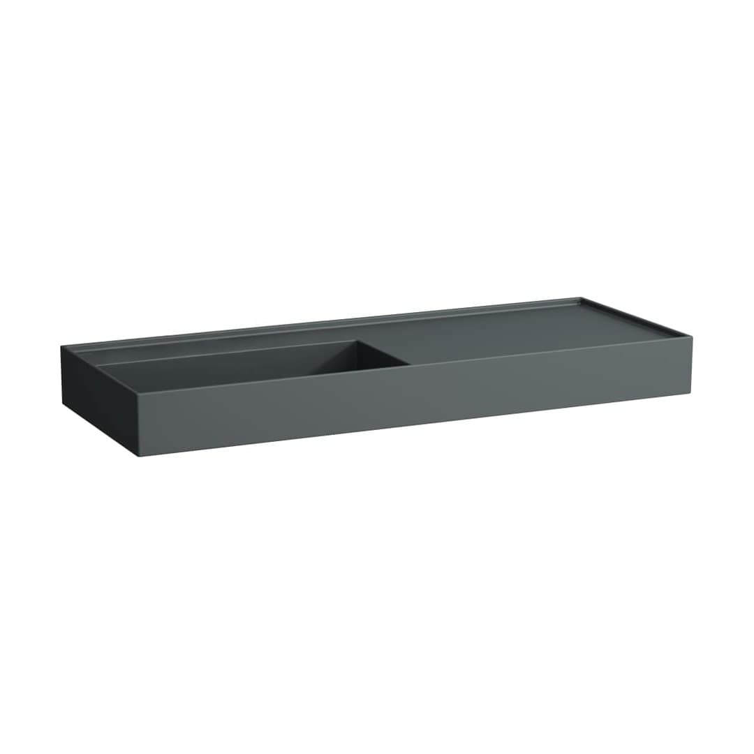 Laufen Kartell LAUFEN – Νιπτήρας Κρεμαστός – 1200×460 mm, χωρίς οπή, χωρίς υπερχείλιση, ράφι δεξιά, κρυφή αποχέτευση – Graphite matt (H8133327581121)