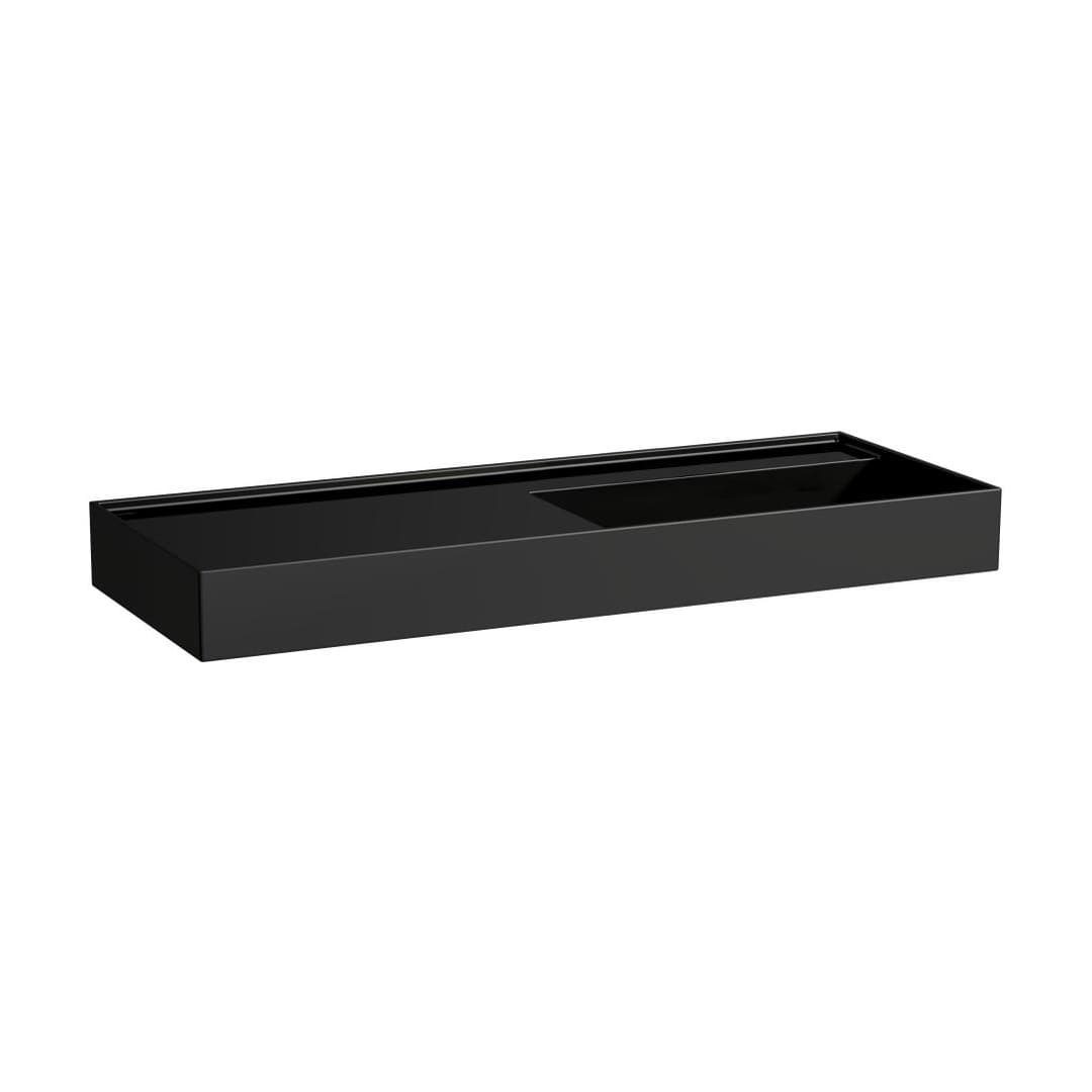 Laufen Kartell LAUFEN – Νιπτήρας Κρεμαστός – 1200×460 mm, χωρίς οπή, χωρίς υπερχείλιση, ράφι αριστερά, κρυφή αποχέτευση – Black glossy (H8133330201121)