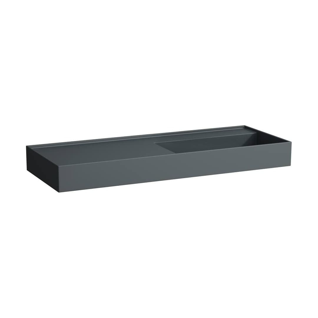 Laufen Kartell LAUFEN – Νιπτήρας Κρεμαστός – 1200×460 mm, χωρίς οπή, χωρίς υπερχείλιση, ράφι αριστερά, κρυφή αποχέτευση – Graphite matt (H8133337581121)