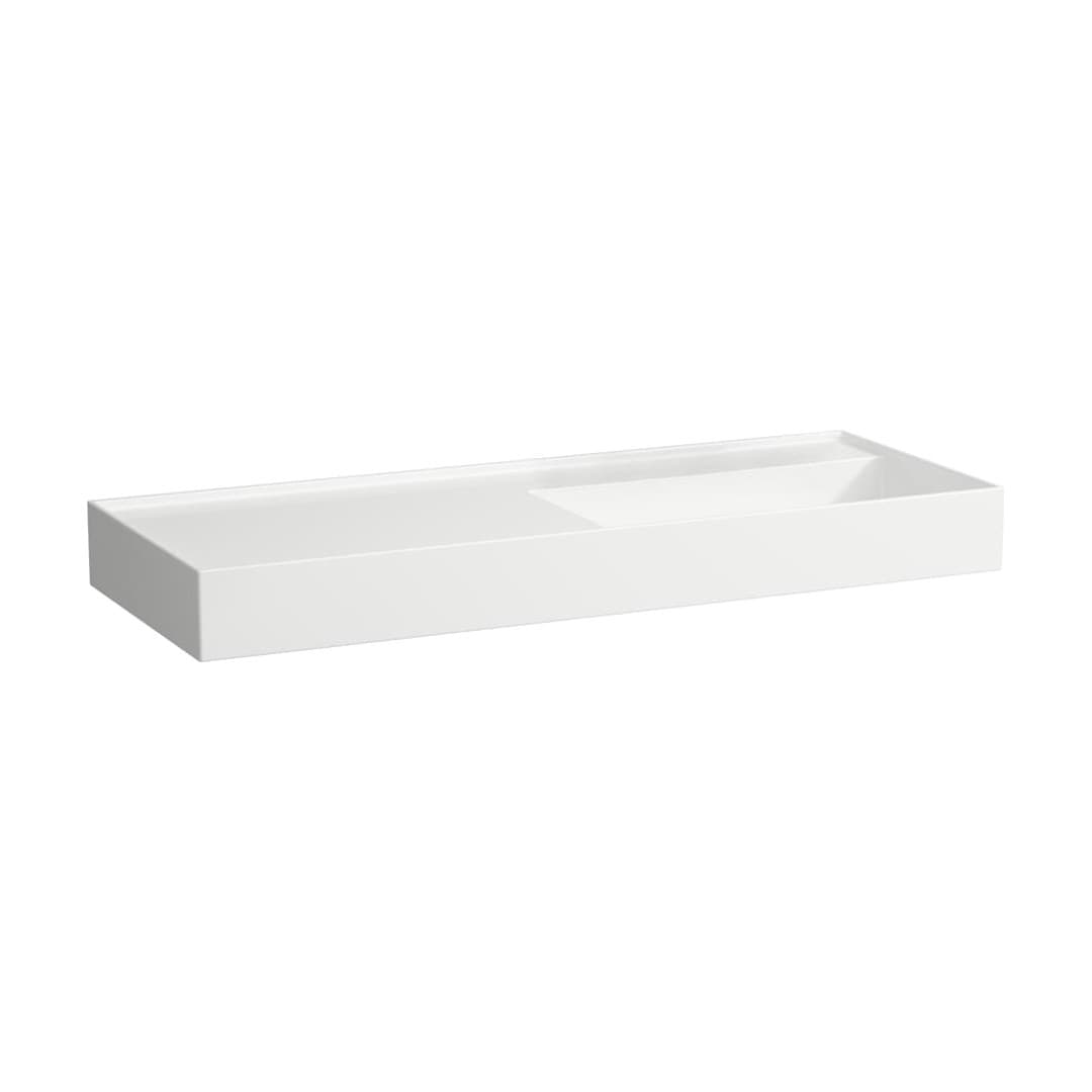 Laufen Kartell LAUFEN – Νιπτήρας Κρεμαστός – 1200×460 mm, χωρίς οπή, χωρίς υπερχείλιση, ράφι αριστερά, κρυφή αποχέτευση – White LCC Active (LAUFEN Clean Coat Active) (H813333A001121)
