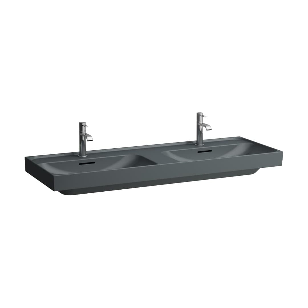 Laufen MEDA – Νιπτήρας Κρεμαστός – 1300×460 mm, 1 οπή, με υπερχείλιση, διπλός – Graphite matt (H8141127581041)