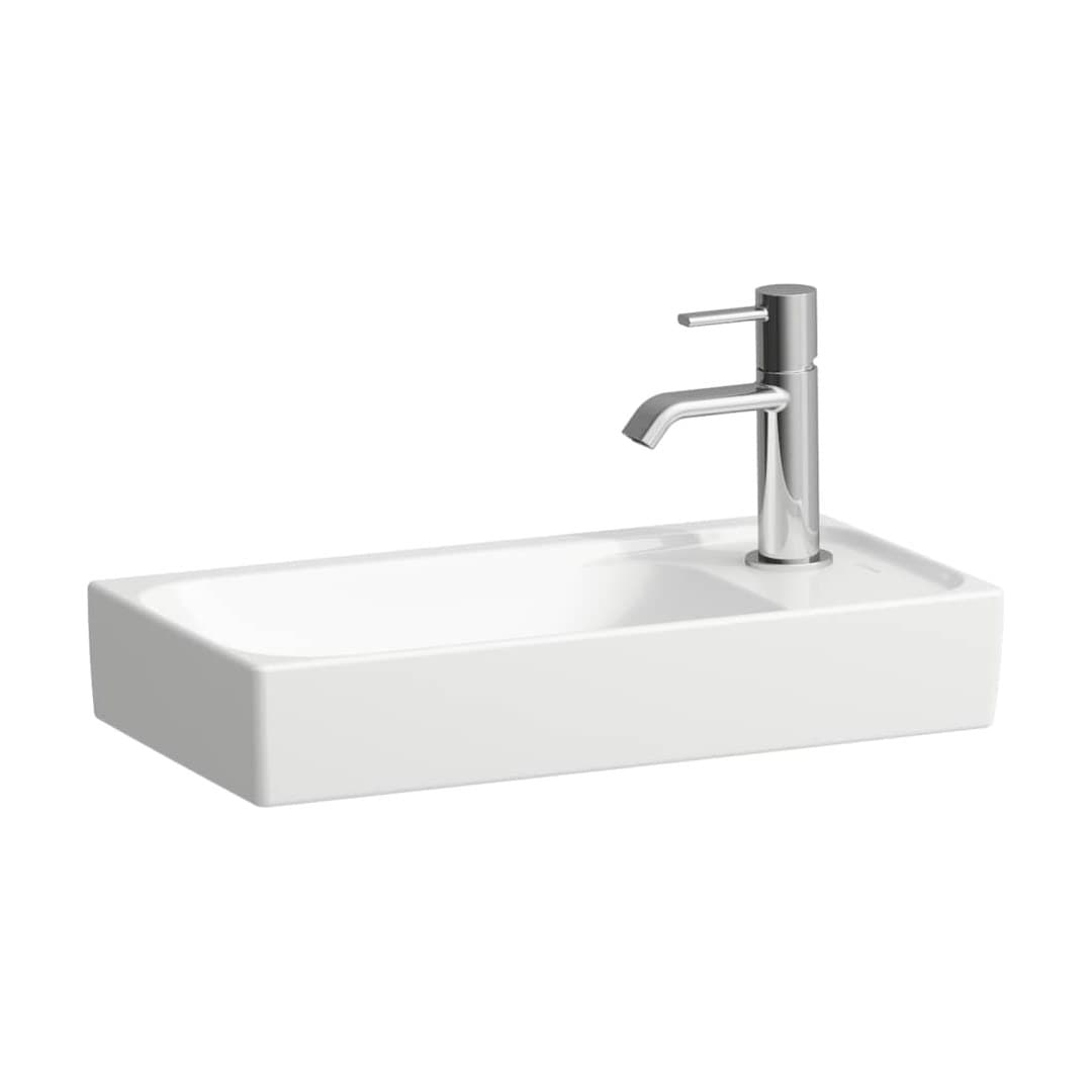 Laufen MEDA – Νιπτήρας Κρεμαστός – 460×235 mm, 1 οπή δεξιά, χωρίς υπερχείλιση, πάγκος μπαταρίας δεξιά, με πάγκο μπαταρίας, μικρός – White LCC (LAUFEN Clean Coat) (H8151134001141)