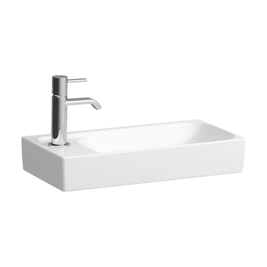 Laufen MEDA – Νιπτήρας Κρεμαστός – 460×235 mm, 1 οπή αριστερά, χωρίς υπερχείλιση, πάγκος μπαταρίας αριστερά, μικρός – White (H8151140001131)