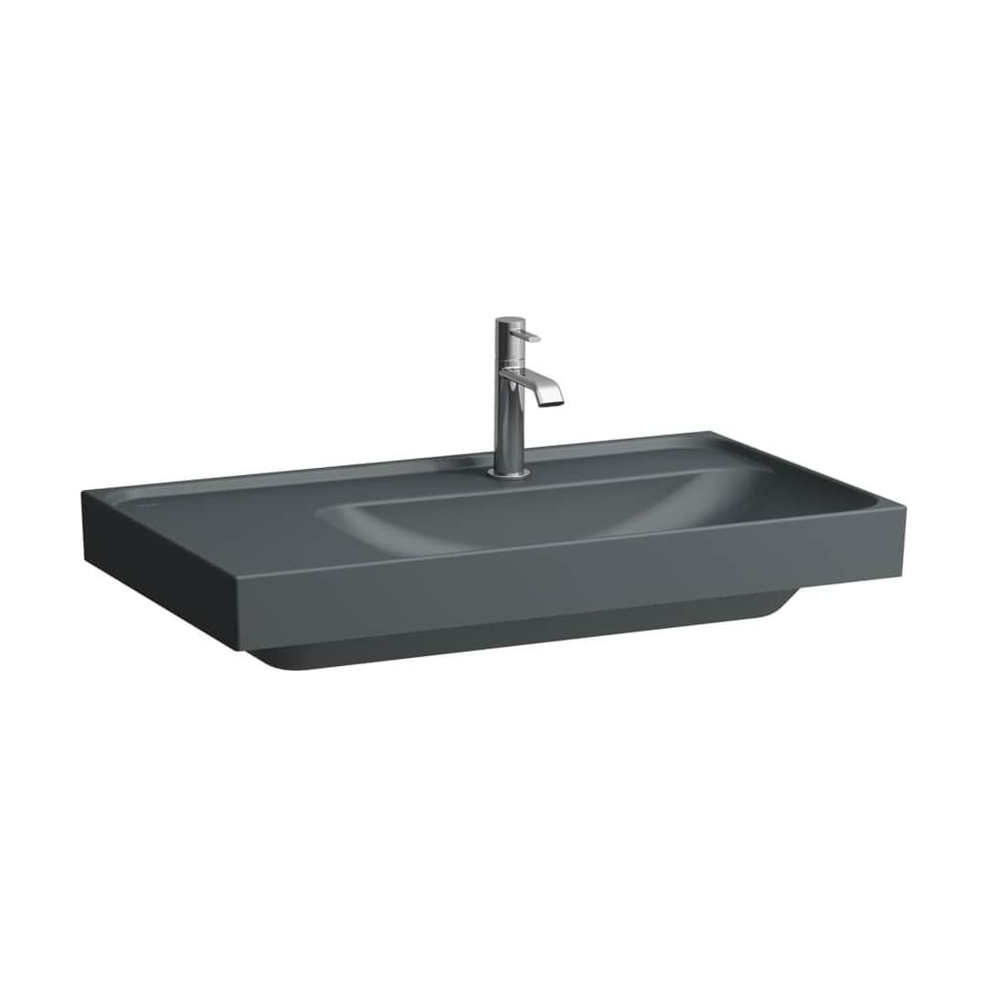 Laufen MEDA – Νιπτήρας Κρεμαστός – 800×460 mm, 1 οπή, χωρίς υπερχείλιση, ράφι αριστερά – Graphite matt (H8171157581111)