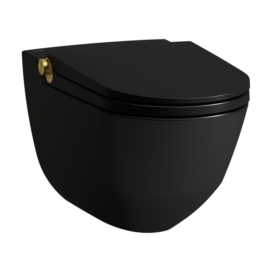 Laufen CLEANET RIVA – Λεκάνη Κρεμαστή – Black matt with gold polished (H8206917170001)