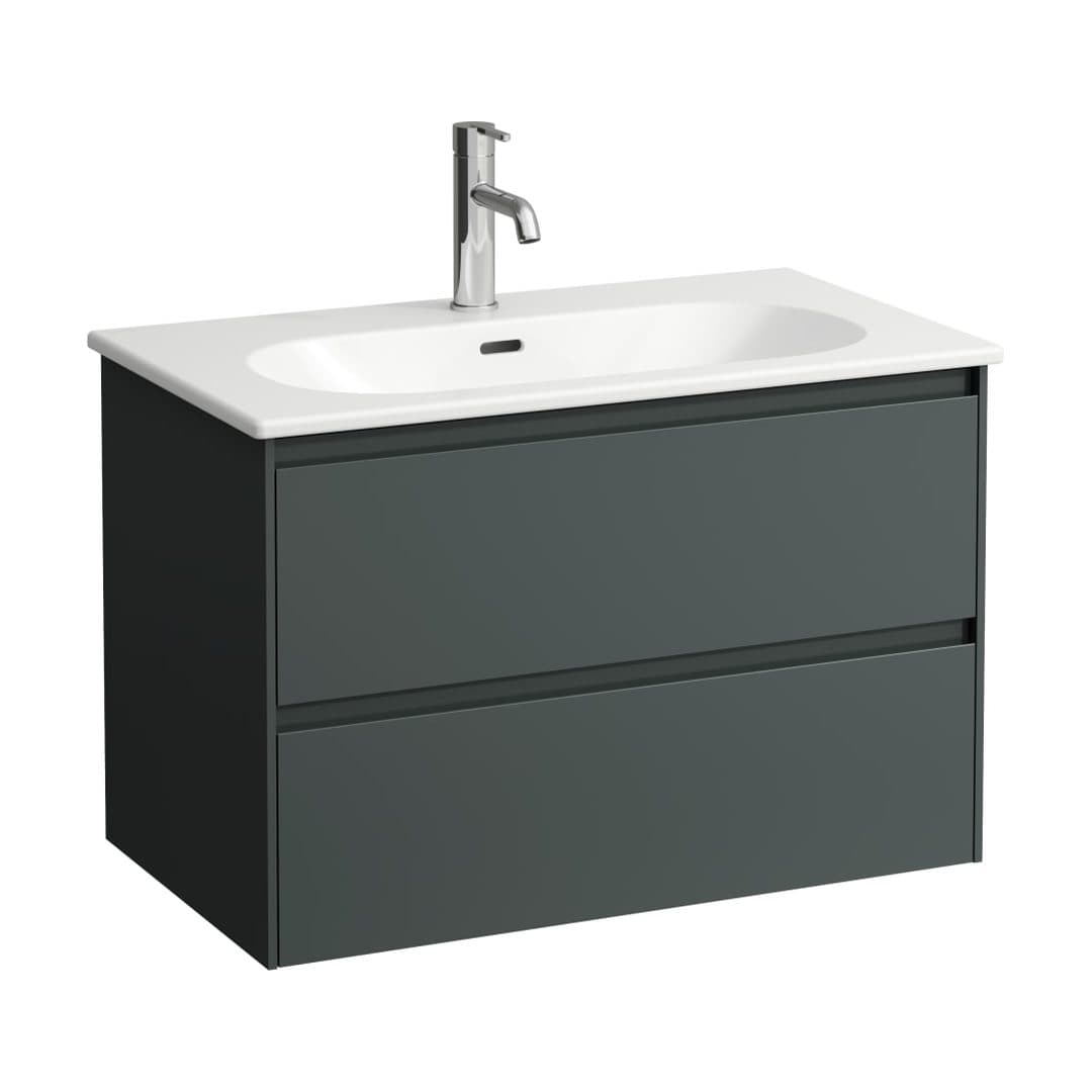 Laufen LUA – Έπιπλο Νιπτήρα – 800 mm, 2 συρτάρια, σετ με νιπτήρα, slim – Traffic Grey (H8600872661041)
