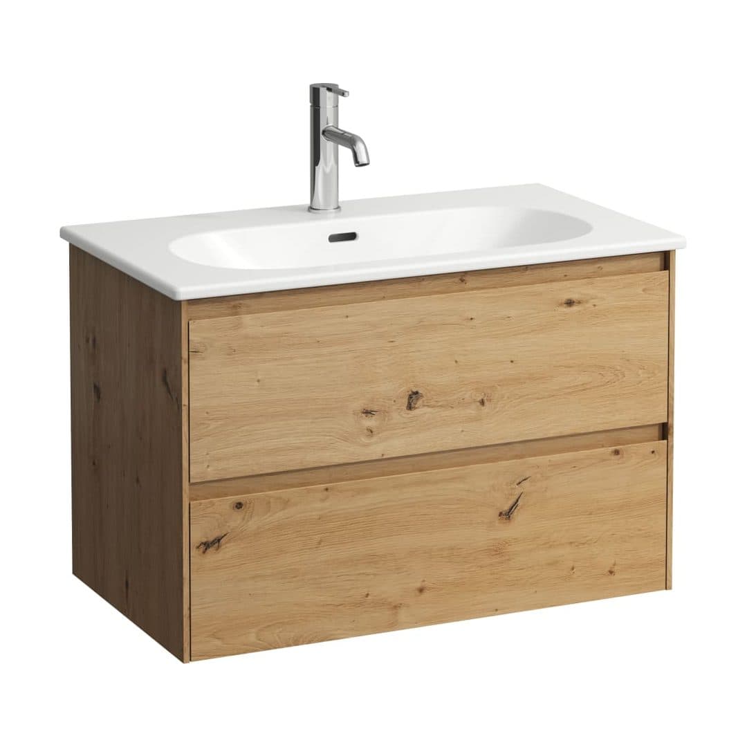 Laufen LUA – Έπιπλο Νιπτήρα – 800 mm, 2 συρτάρια, σετ με νιπτήρα, slim – Wild oak (H8600872671041)