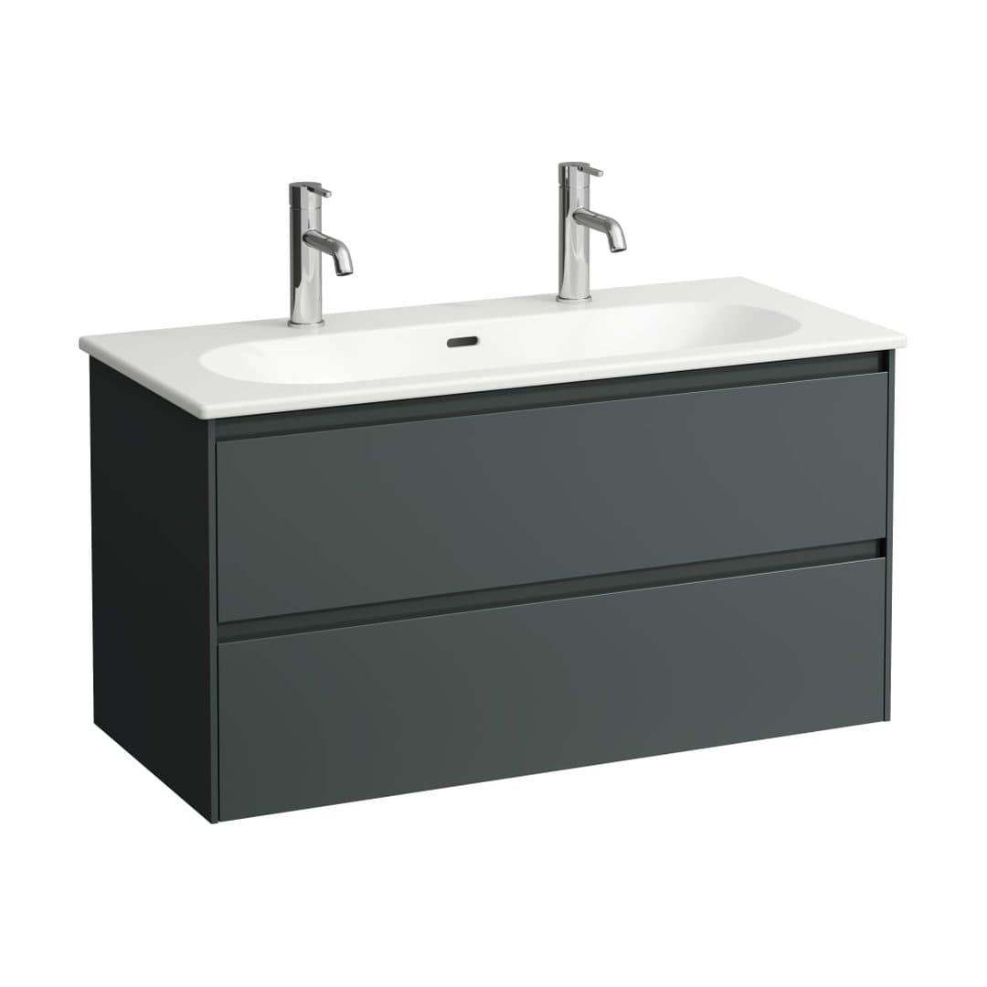 Laufen LUA – Έπιπλο Νιπτήρα – 1000 mm, 2 συρτάρια, σετ με νιπτήρα, slim, 2 οπές – Traffic Grey (H8600882661071)
