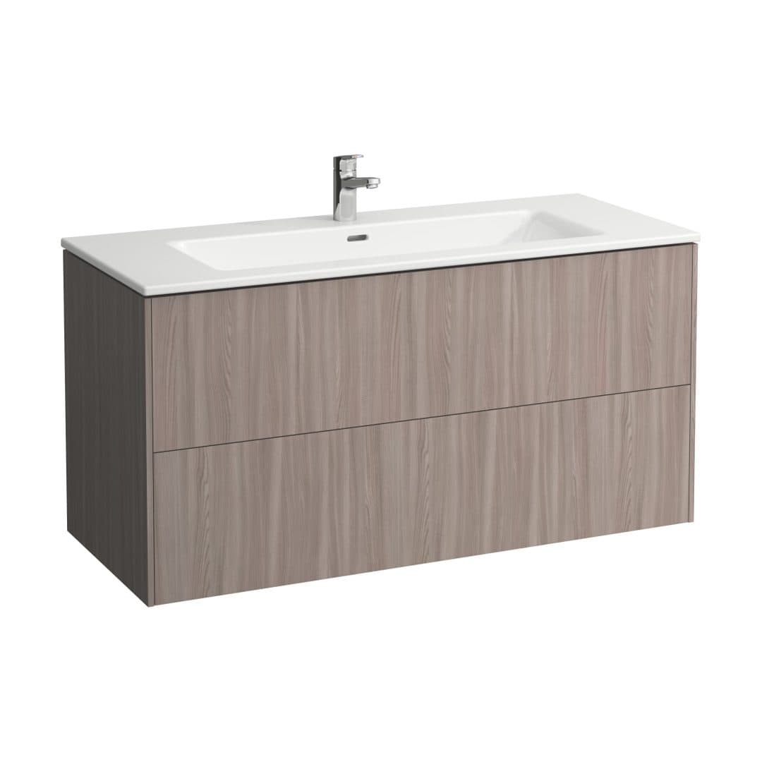 Laufen BASE – Έπιπλο Νιπτήρα – 1200 mm, 2 συρτάρια, σετ με νιπτήρα, με έπιπλο BASE, slim, 1 οπή – Light elm (H8649632621041)