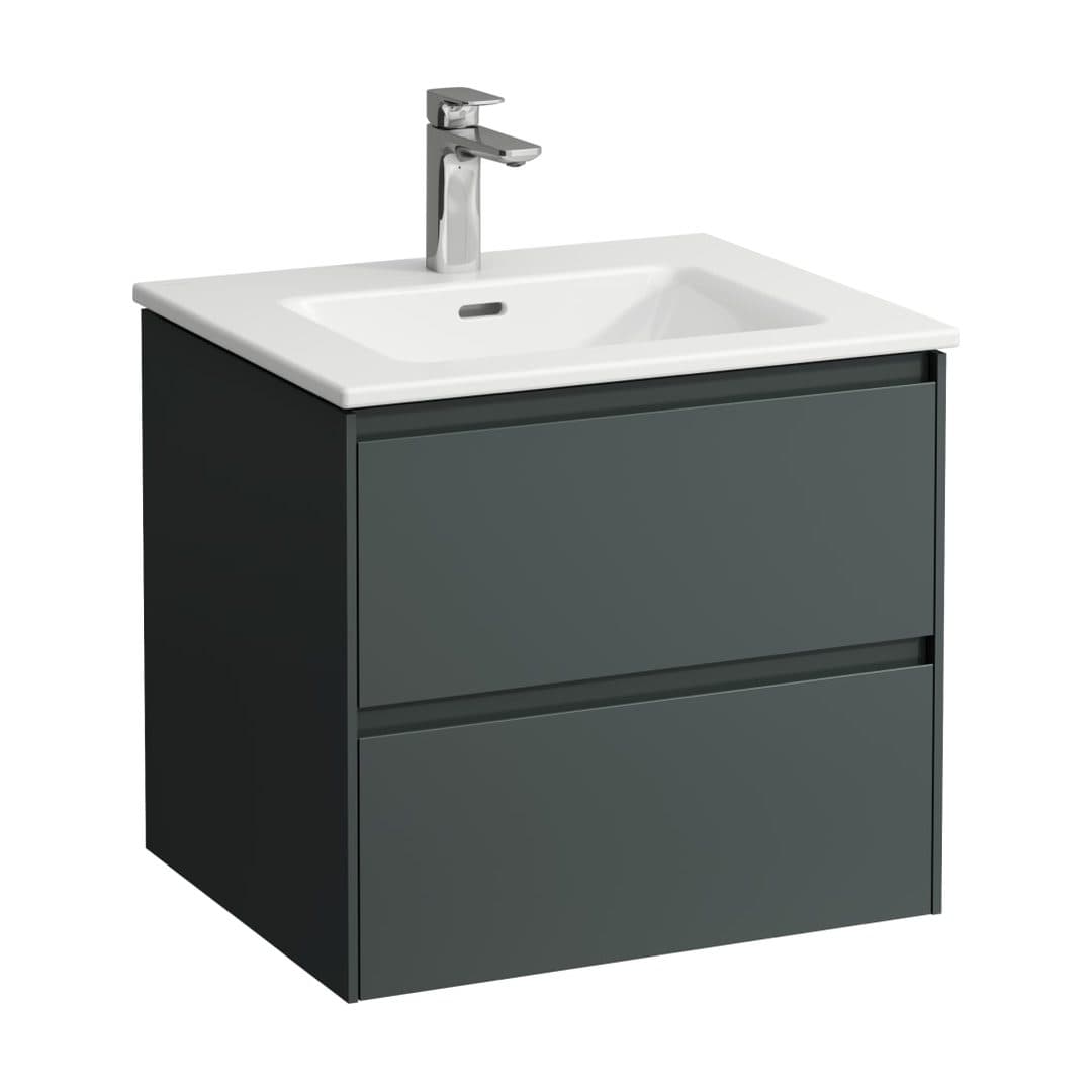 Laufen – Έπιπλο Νιπτήρα – 600 mm, 2 συρτάρια, σετ με νιπτήρα, slim, 1 οπή – Traffic Grey (H8649642661041)