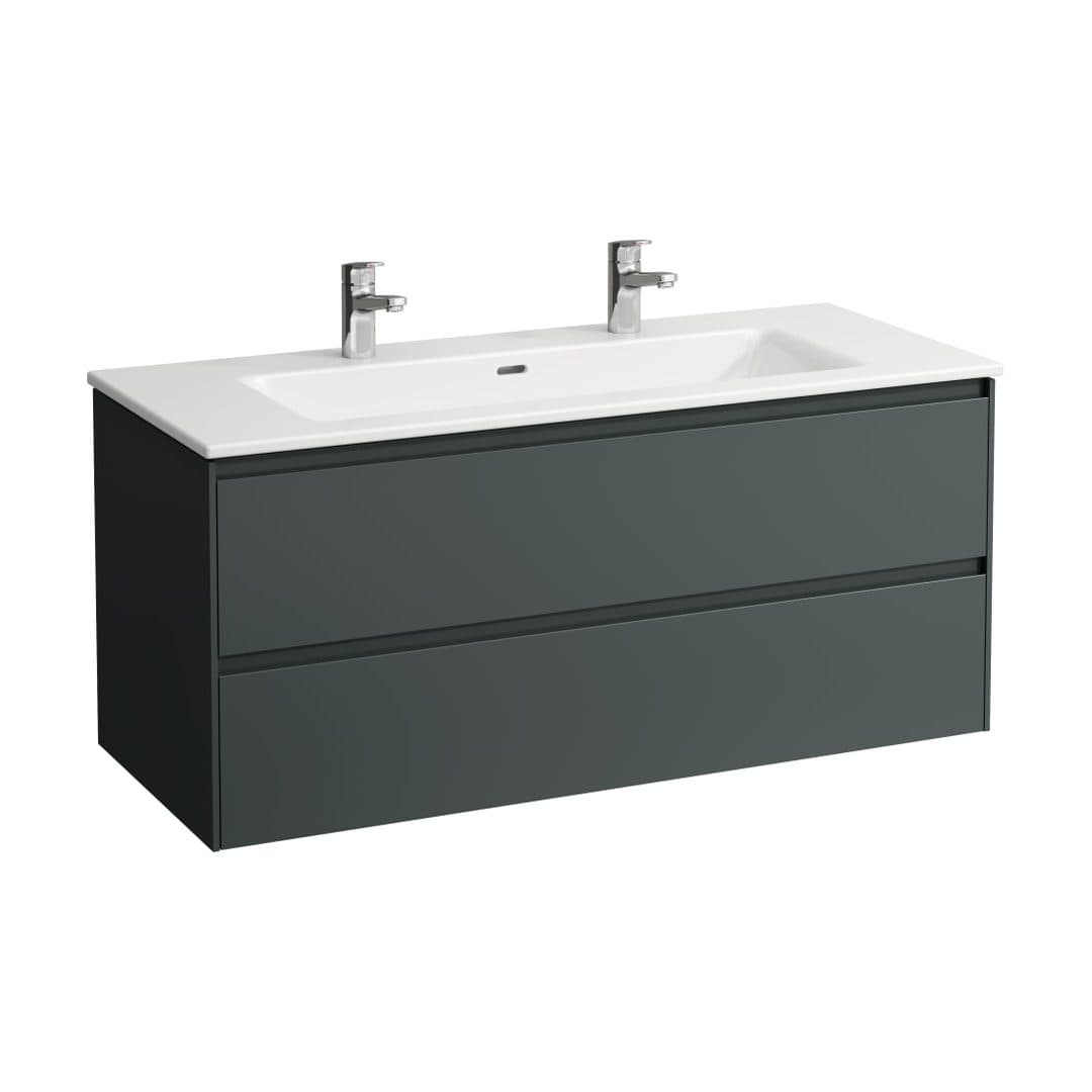 Laufen – Έπιπλο Νιπτήρα – 1200 mm, 2 συρτάρια, σετ με νιπτήρα, slim, 2 οπές – Traffic Grey (H8649692661071)
