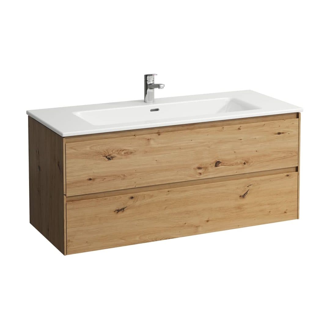 Laufen – Έπιπλο Νιπτήρα – 1200 mm, 2 συρτάρια, σετ με νιπτήρα, slim, 1 οπή – Wild oak (H8649692671041)