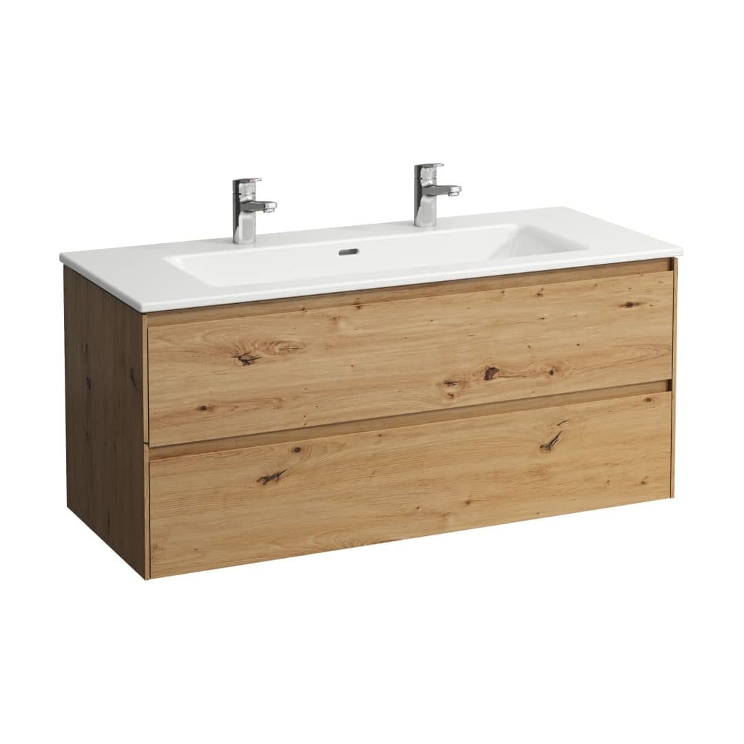 Laufen – Έπιπλο Νιπτήρα – 1200 mm, 2 συρτάρια, σετ με νιπτήρα, slim, 2 οπές – Wild oak (H8649692671071)