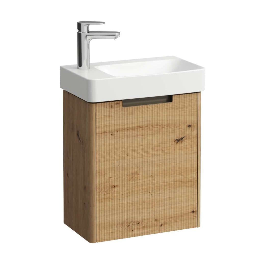 Laufen PRO X – Έπιπλο Νιπτήρα – 480 mm, 1 πόρτα αριστερή, σετ με νιπτήρα, με έπιπλο JUNA – Wild oak (H8658662671131)