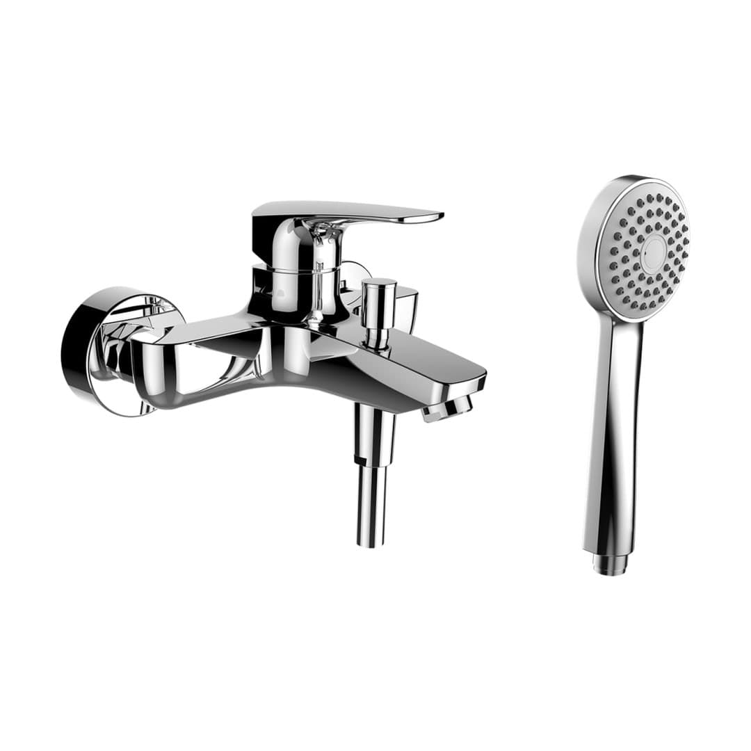 Laufen LAURIN – Μπαταρία Λουτρού Τοίχου – προεξοχή 162 mm, σωλήνας 1600 mm, με τηλέφωνο ντους – Chrome (HF500760100600)