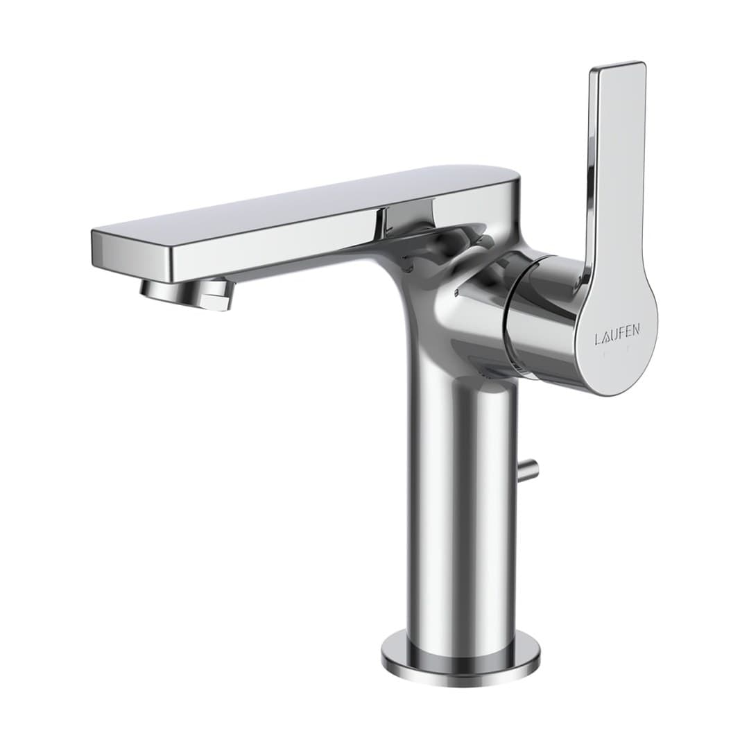Laufen SWISSTAP – Μπαταρία Νιπτήρα – προεξοχή 105 mm, πλαϊνός μοχλός, με βαλβίδα – Chrome (HF506141100000)