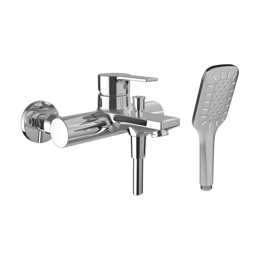 Laufen SWISSTAP – Μπαταρία Λουτρού Τοίχου – προεξοχή 172 mm, σωλήνας 1600 mm, με τηλέφωνο ντους – Chrome (HF506160100600)