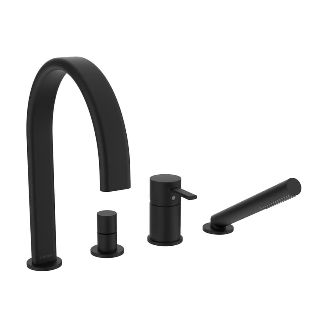 Laufen MEDA – Μπαταρία Λουτρού Πάγκου – 4 οπών – PVD Titanium black matt (HF506684428050)