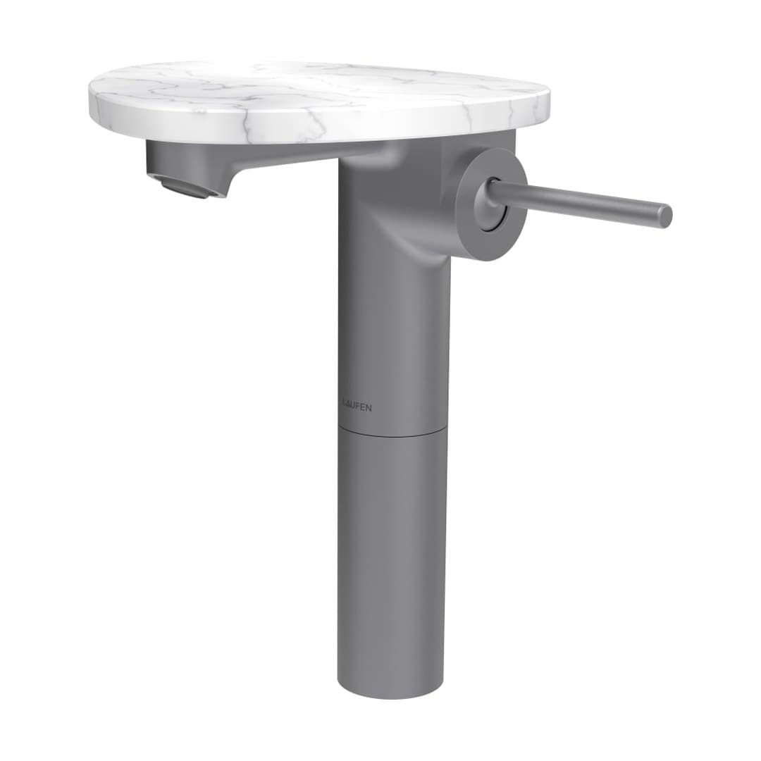 Laufen ADA – Μπαταρία Νιπτήρα Ψηλή – δίσκος χωρίς οπή – PVD inox/marble white (HF506714505060)