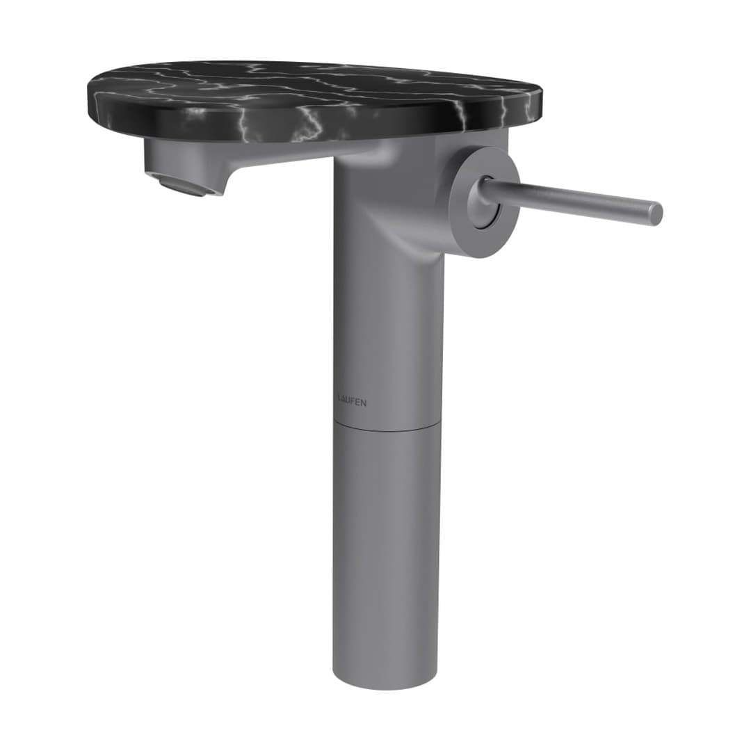 Laufen ADA – Μπαταρία Νιπτήρα Ψηλή – δίσκος χωρίς οπή – PVD inox/marble black (HF506714506060)