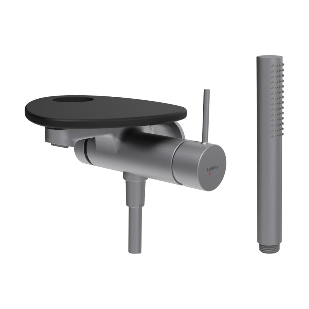 Laufen ADA – Μπαταρία Λουτρού Τοίχου – δίσκος με οπή – PVD inox/black matt (HF506765503000)