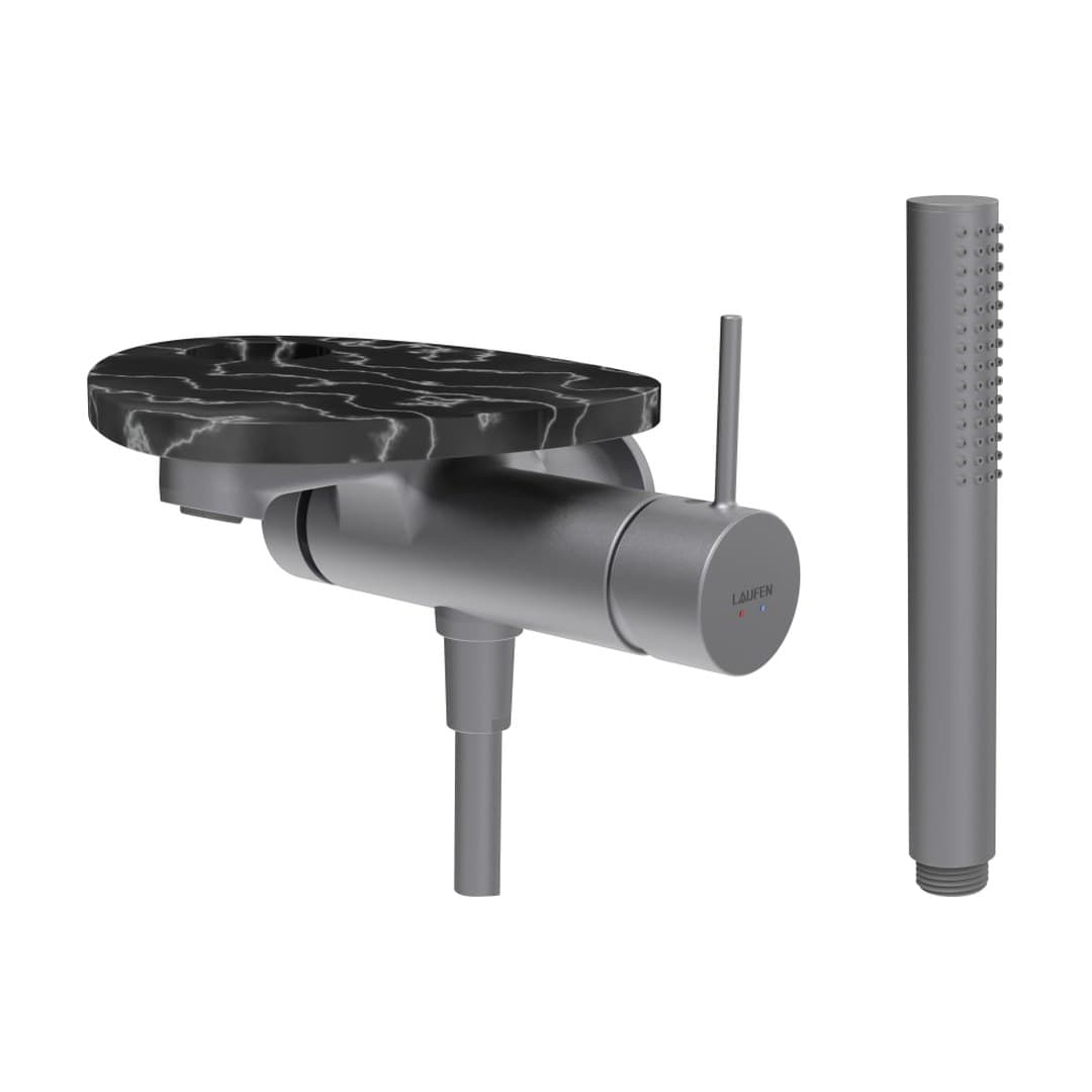 Laufen ADA – Μπαταρία Λουτρού Τοίχου – δίσκος με οπή – PVD inox/marble black (HF506765506000)