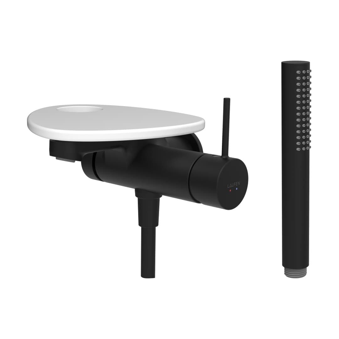 Laufen ADA – Μπαταρία Λουτρού Τοίχου – δίσκος με οπή – PVD black/white matt (HF506765512000)