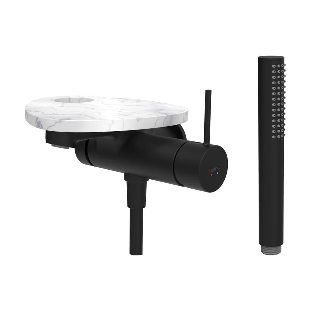 Laufen ADA – Μπαταρία Λουτρού Τοίχου – δίσκος με οπή – PVD black/marble white (HF506765515000)