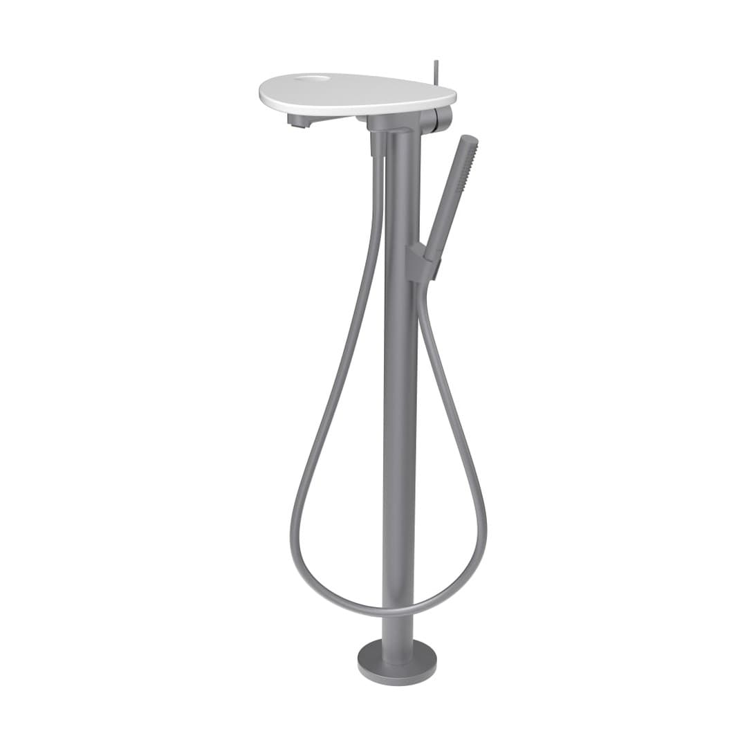 Laufen ADA – Μπαταρία Λουτρού Δαπέδου – δίσκος με οπή – PVD inox/white matt (HF506781502000)