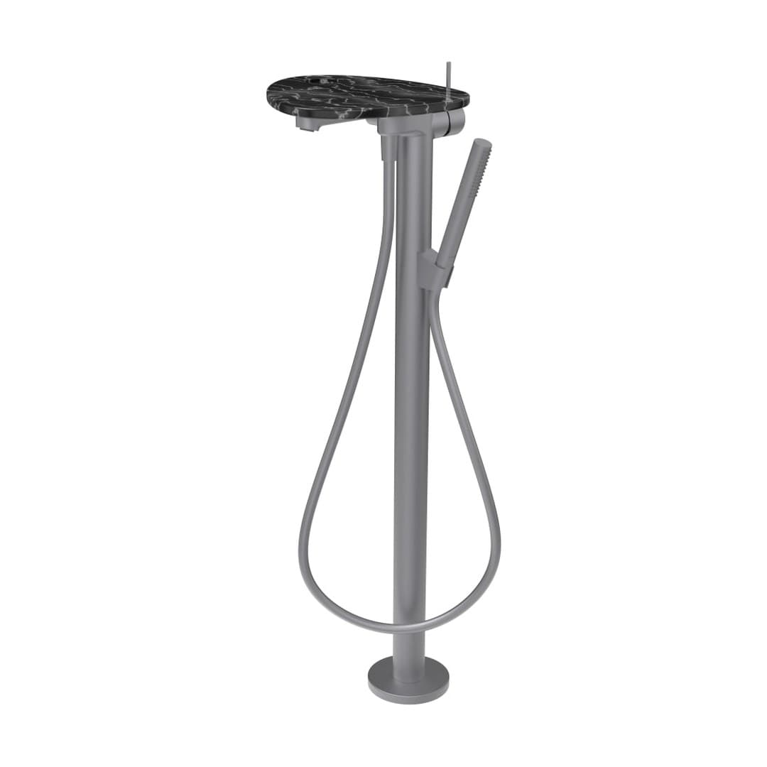 Laufen ADA – Μπαταρία Λουτρού Δαπέδου – δίσκος με οπή – PVD inox/marble black (HF506781506000)