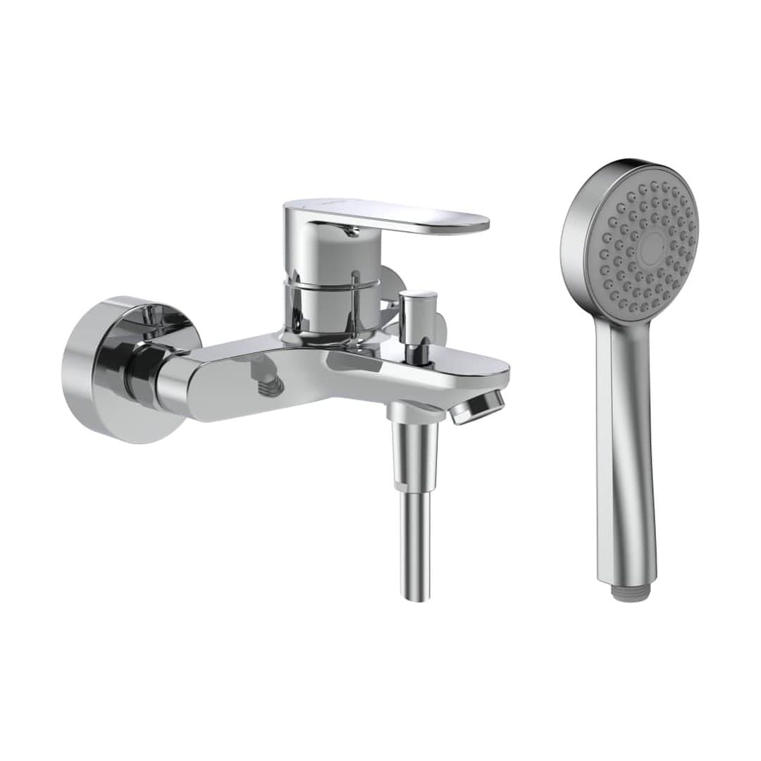 Laufen PRO X – Μπαταρία Λουτρού Τοίχου – προεξοχή 160 mm, σωλήνας 1600 mm, με τηλέφωνο ντους – Chrome (HF506960100600)