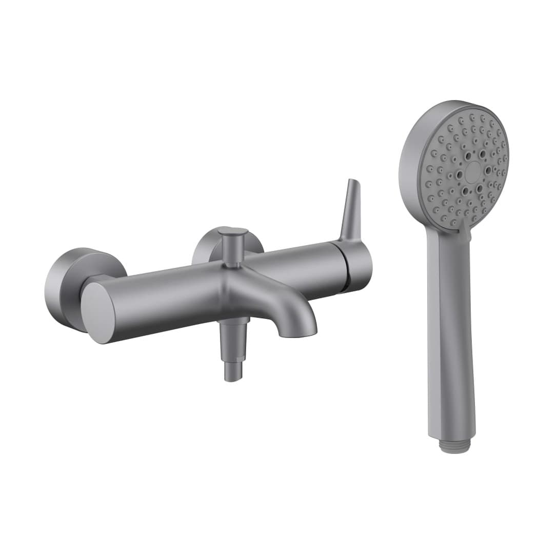 Laufen PURE – Μπαταρία Λουτρού Τοίχου – προεξοχή 171 mm, σωλήνας 1800 mm, 3 ροές – PVD inox look (HF901760423600)