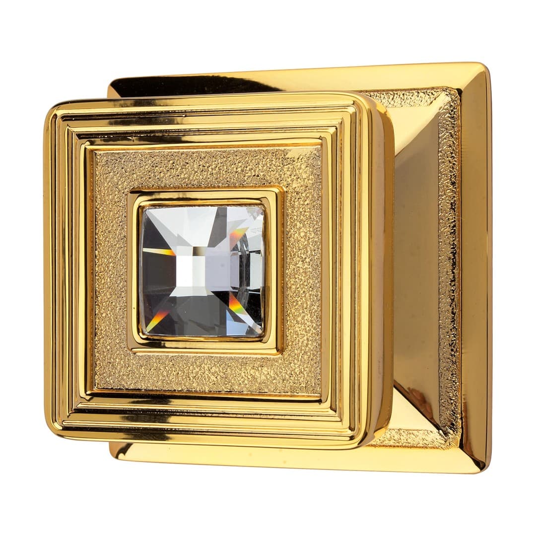 Linea Calì Opera Crystal – Μπουλ Εξώπορτας – Fixed knob on big rose art.1055 – Gold plated (1056 PT 070 OZ)