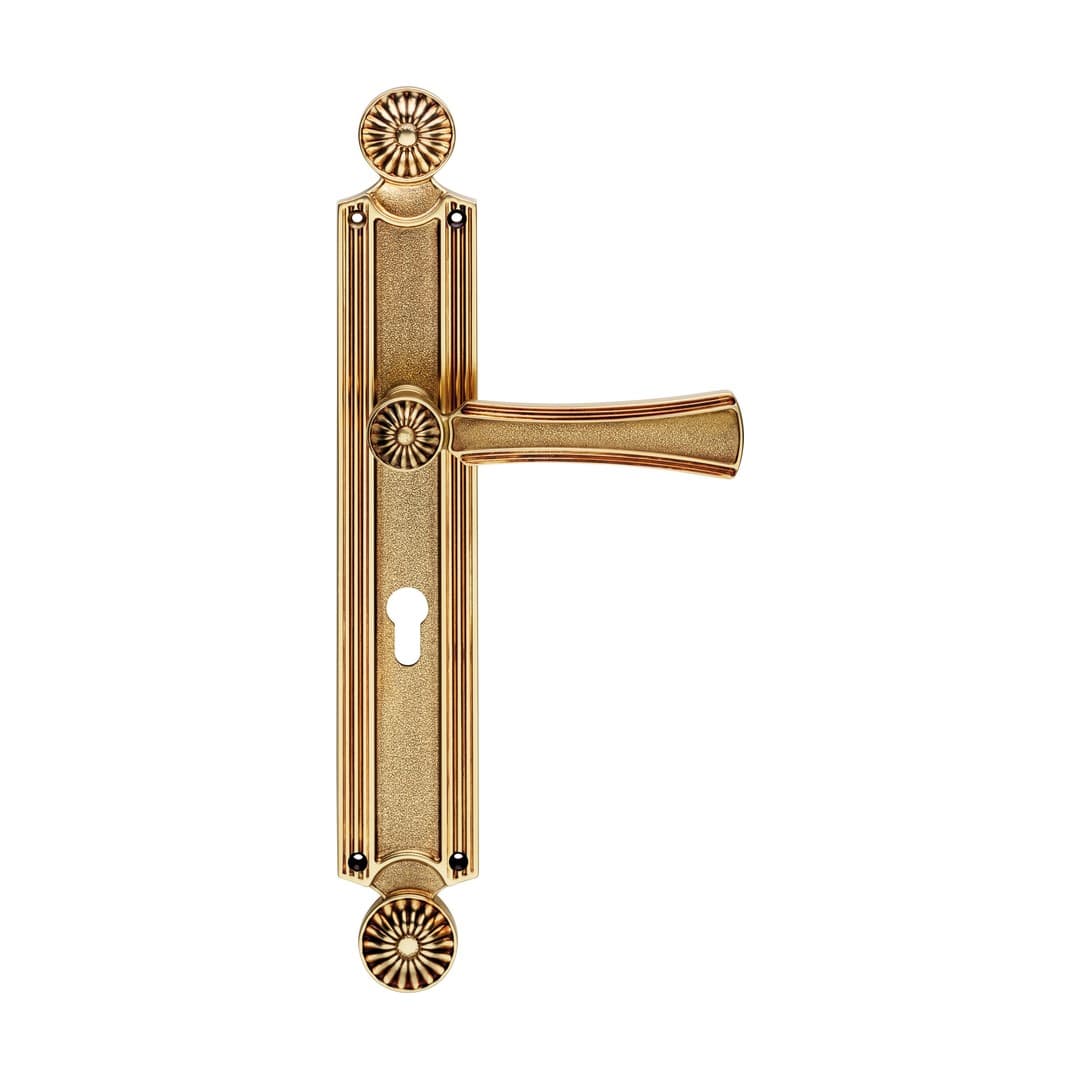 Linea Calì Daisy – Πόμολο Πόρτας Πλάκα – Door handle on plate art.1070 – French gold (1070 PL OF)