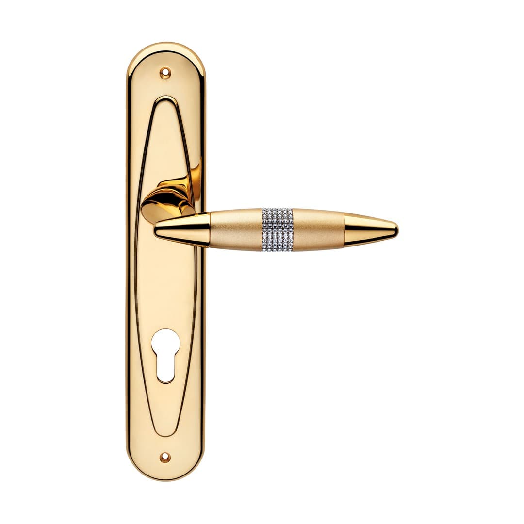 Linea Calì Havana Mesh – Πόμολο Πόρτας Πλάκα – Door handle on plate art.955 – Gold plated (1090 PL OZ)